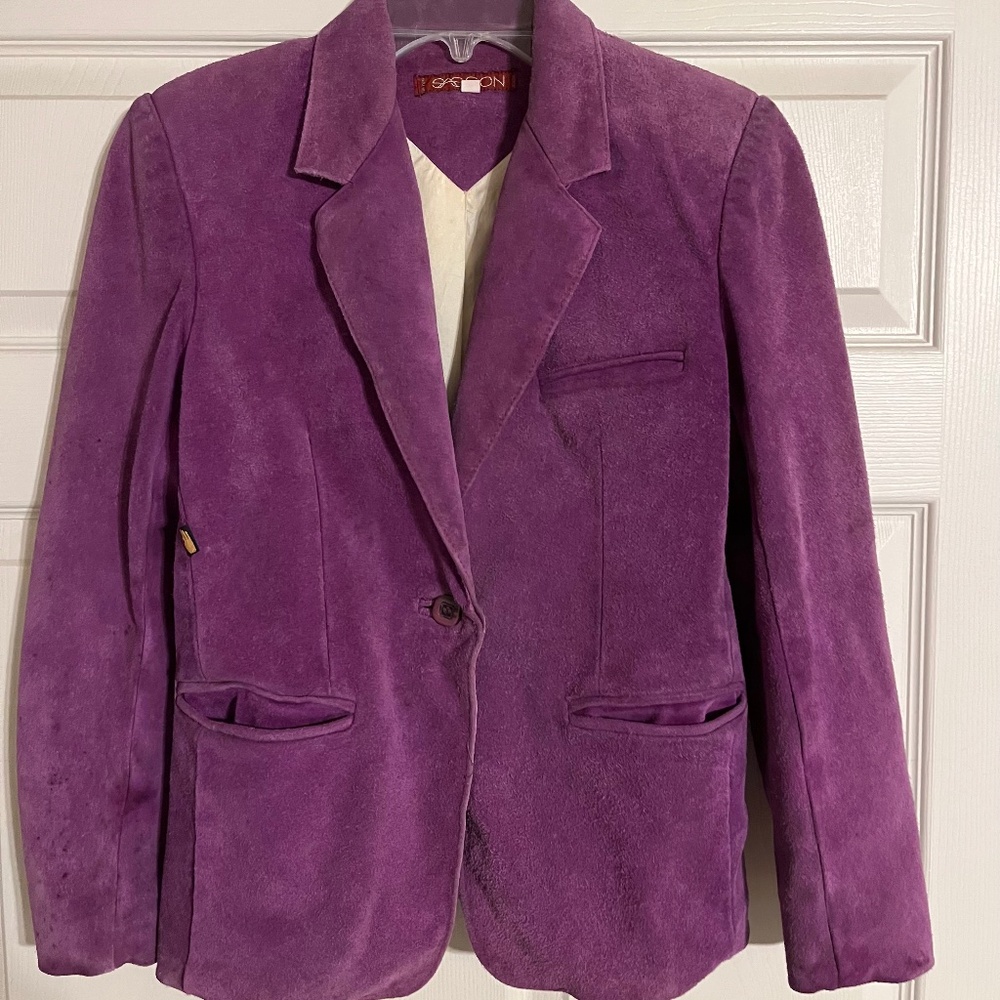 Vintage 80s purple suede blazer, Sasson, size 7/8